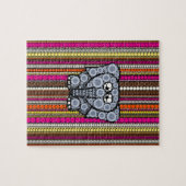 Funky Elephant Circle Mosaic met Stripes Legpuzzel (Horizontaal)