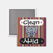 Funky Elephant Circle Mosaic met Stripes Magneet (Voorkant / Achterkant)