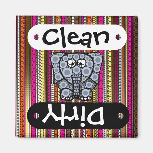 Funky Elephant Circle Mosaic met Stripes Magneet (Voorkant)