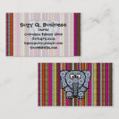 Funky Elephant Circle Mosaic met Stripes Visitekaartje (Voorkant / Achterkant)