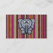Funky Elephant Circle Mosaic met Stripes Visitekaartje (Achterkant)