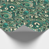 Funky Emerald Green Retro 1970's abstract patroon Cadeaupapier (Hoek)