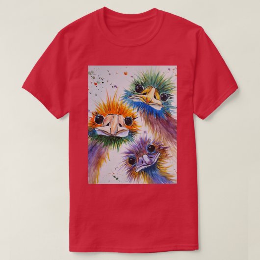 Funky Emu Bird Trio T-shirt (Design voorkant)