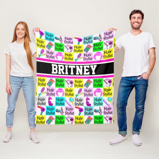 FUNKY EN CHIQUE GEPERSONALISEERDE HAARSTIJLVOL FLEECE DEKEN (In situ)