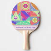 Funky en Fun Retro Geometrische Vormen Multicolor Tafeltennisbatje (Voorkant)