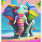 Funky en speelse regenboog olifant print  sticker (Voorkant)