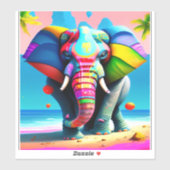 Funky en speelse regenboog olifant print  sticker (Vel)
