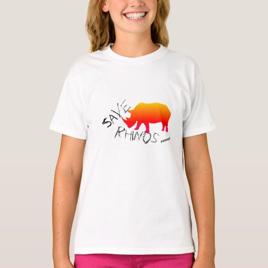 Funky en stijlvol Save Rhinos Long Sleeve Top (Voorkant)