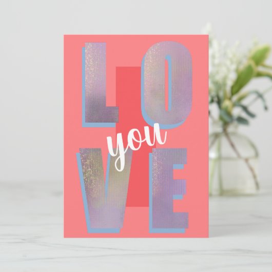 Funky energiek Ik hou van je Valentijnsdag Feestdagenkaart (Staand voorkant)