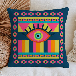Funky Evil Eyes Colorful Maximalist Abstract Kussen