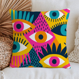 Funky Evil Eyes Nazar Colorful Maximalist Bohemian Kussen