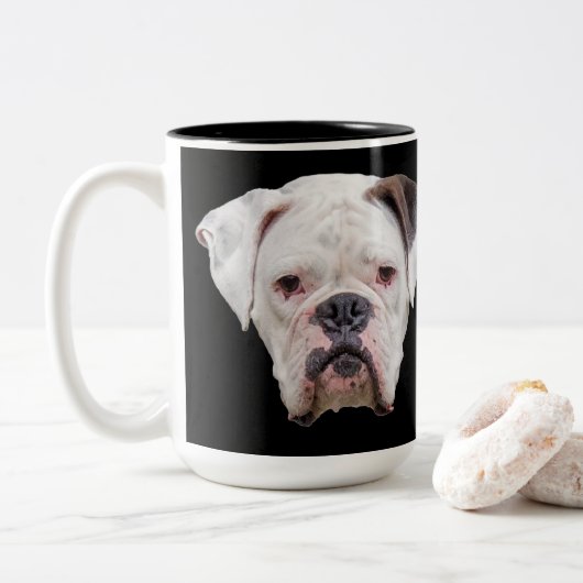 Funky Face Boxer Tweekleurige Koffiemok (Met donut)
