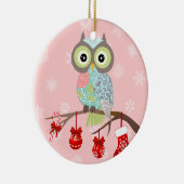 Funky Fancy Owl kerstversiering Keramisch Ornament (Rechts)