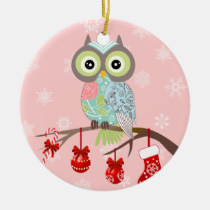 Funky Fancy Owl kerstversiering Keramisch Ornament