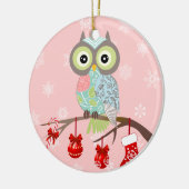 Funky Fancy Owl kerstversiering Keramisch Ornament (Links)