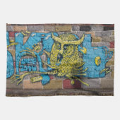 Funky Fantasy Horned Owl Graffiti Theedoek (Horizontaal)