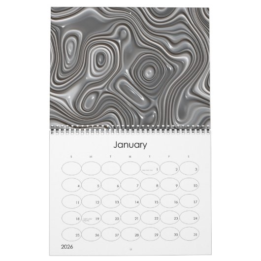 Funky Fantasy Waves 3D Moderne Art Design Kalender (Jan 2026)