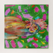 Funky Farmyard: Hen met de hand gekleed op een gro Legpuzzel (Horizontaal)