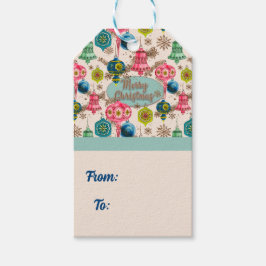 Funky Fel Retro Kerstmis Cadeaulabel