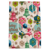 Funky Fel Retro Kerstmis Medium Cadeauzakje (Achterkant)