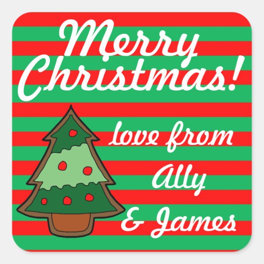 Funky Festive Tree-aangepast Vierkante Sticker (Voorkant)