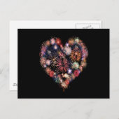 Funky Fireworks Love Briefkaart (Voorkant / Achterkant)
