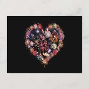 Funky Fireworks Love Briefkaart
