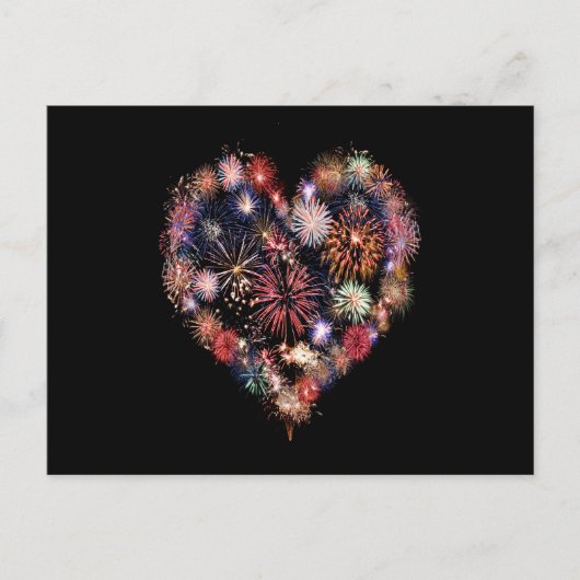 Funky Fireworks Love Briefkaart (Voorkant)