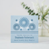 Funky Fireworks New Year's Eve Invite, Blue Kaart (Staand voorkant)