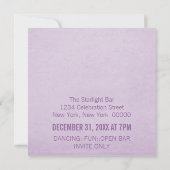 Funky Fireworks New Year's Eve Invite, Paars Kaart (Achterkant)