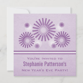 Funky Fireworks New Year's Eve Invite, Paars Kaart
