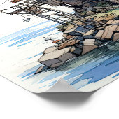 Funky Fisherman's Seaside Shack Art Poster (Hoek)