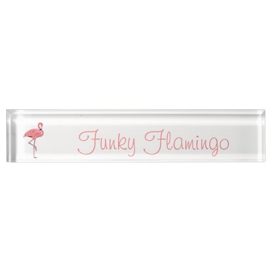 Funky Flamingo aangepaste naamplaat Naambordje (Voorkant)