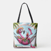 Funky Flamingo Beach Tote Bag (Achterkant)