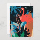 Funky Flamingo Briefkaart (Voorkant / Achterkant)