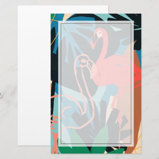Funky Flamingo Briefpapier (Voorkant / Achterkant)