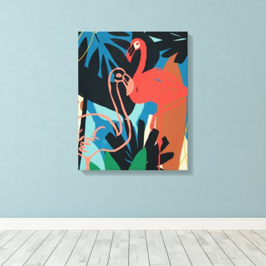 Funky Flamingo Canvas Afdruk (Insitu (Houten vloer))