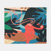 Funky Flamingo Fleece Deken (Voorkant (Horizontaal))