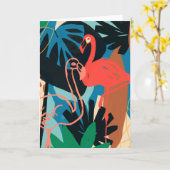 Funky Flamingo Kaart (Gele Bloem)