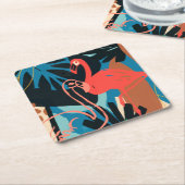 Funky Flamingo Kartonnen Onderzetters (Schuin)