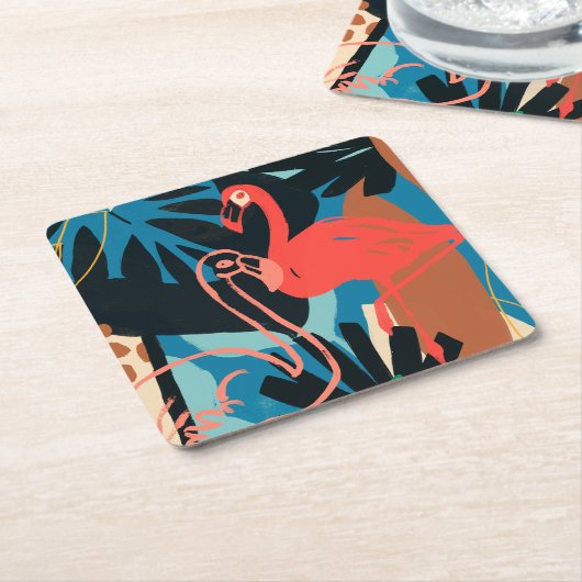 Funky Flamingo Kartonnen Onderzetters (Schuin)