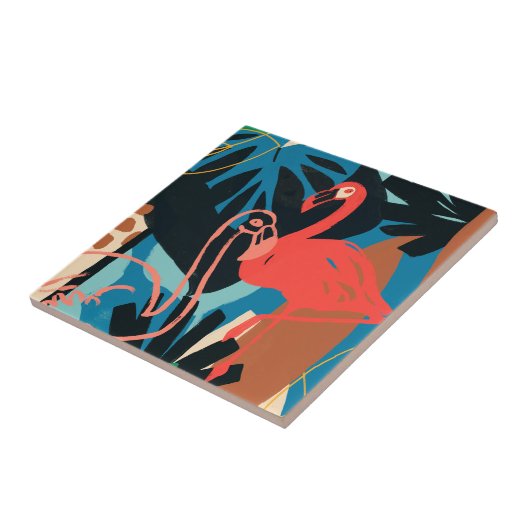 Funky Flamingo Tegeltje (Zijkant)