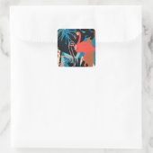Funky Flamingo Vierkante Sticker (Tas)