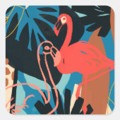 Funky Flamingo Vierkante Sticker (Voorkant)