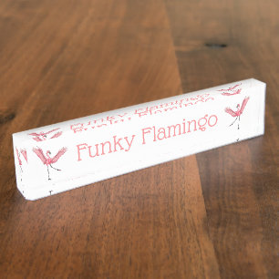Funky Flamingos Custom Nameplate Naambordje