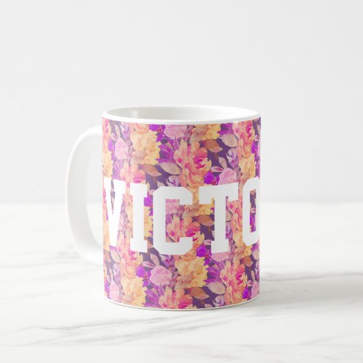 Funky Floral Custom Name Koffiemok (Voorkant links)