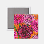Funky Floral Gerber Daisy Magnet (Voorkant / Achterkant)