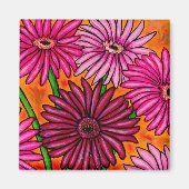 Funky Floral Gerber Daisy Magnet (Voorkant)
