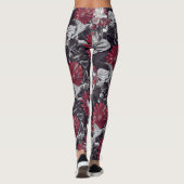 Funky floral in bold red and black leggings (Achterkant)