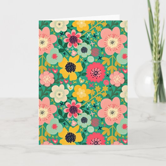 Funky Floral Pattern Kaart (Voorkant)